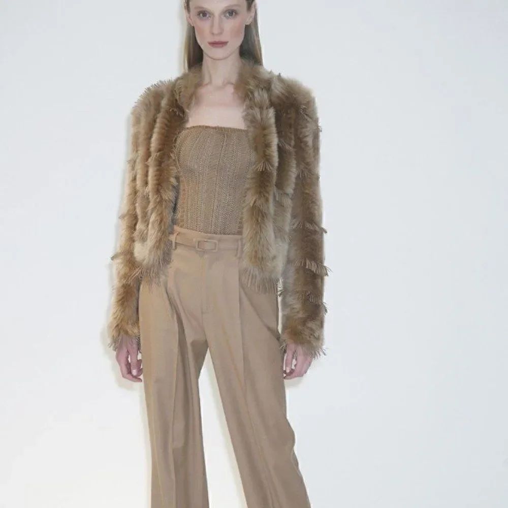 Ralph Lauren ‘15 Collection Tan Italian Lamb Shearling & Suede Fringe Jacket - Picture 5 of 16